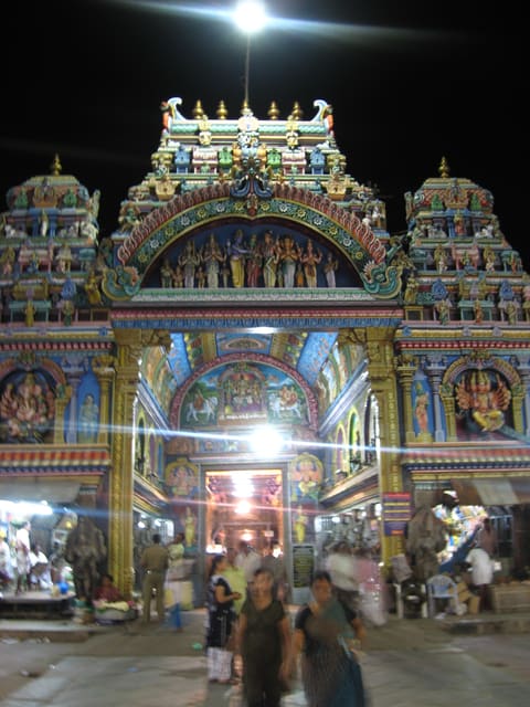 East entrance of Meenakshi temple at night