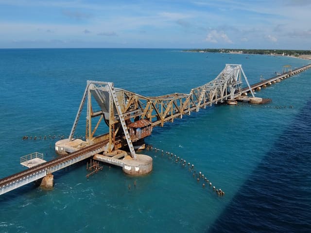 View of Pamban bridge in Rameshwaram India