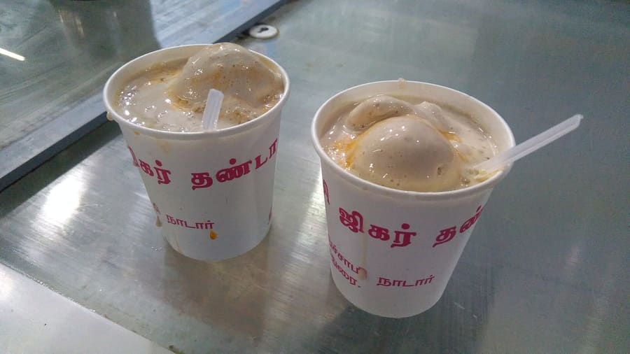 Madurai jigarthanda in cups