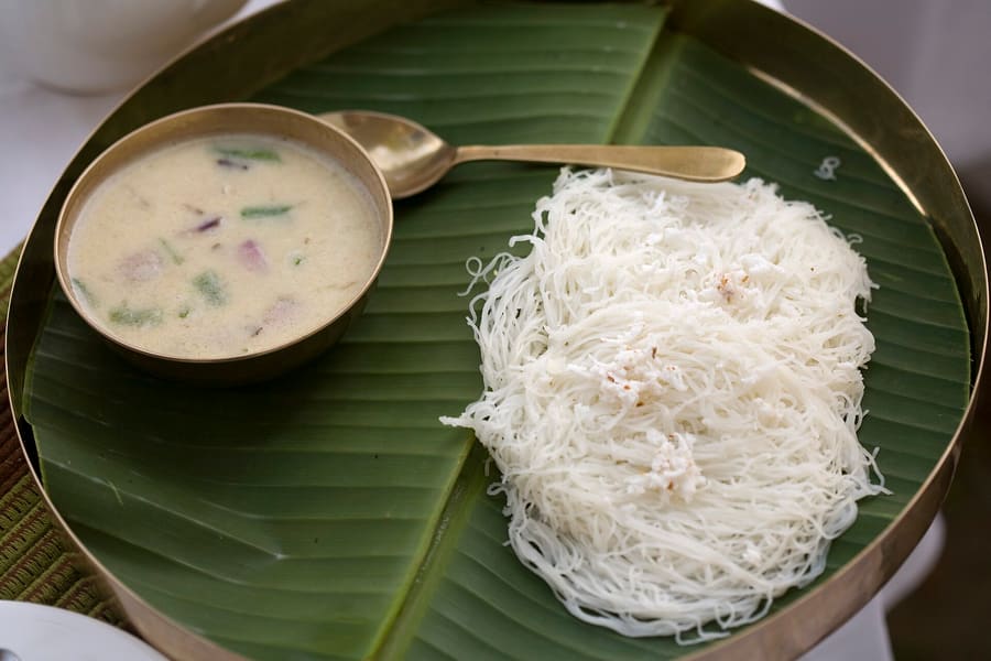 Idiyappam with coconut milk