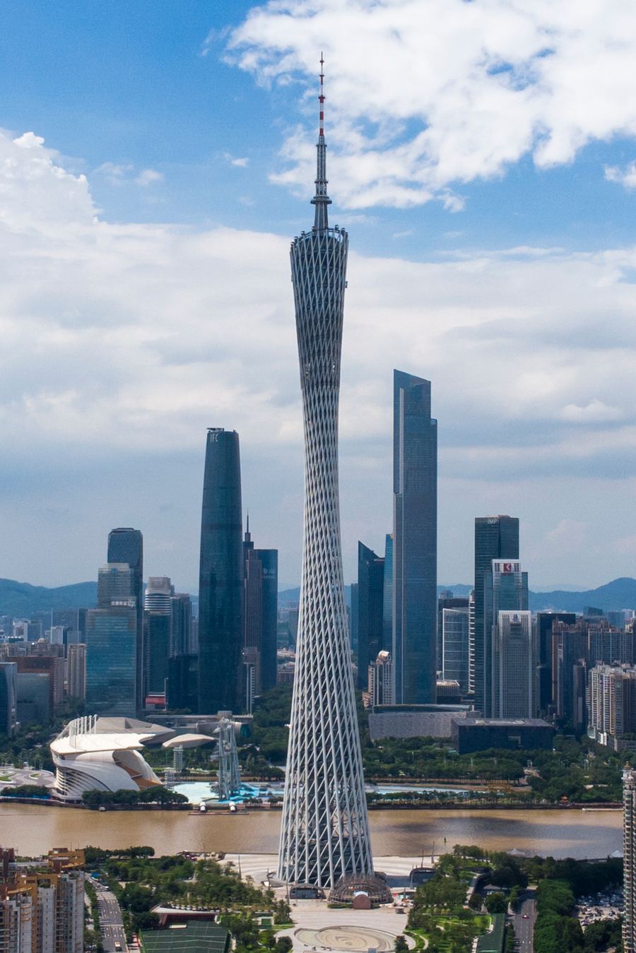 Canton Tower rising above the Guangzhou skyline