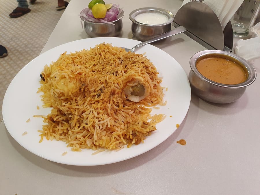 Hyderabadi egg biryani with mirchi ka salan