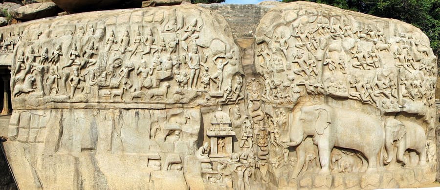 Arjuna's Penance rock relief at Mamallapuram