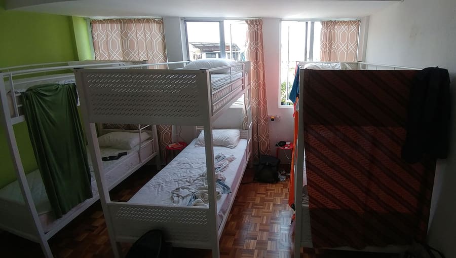 Six-bed hostel dorm room