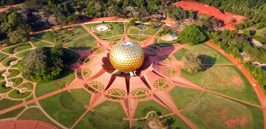 Drone view of Matrimandir
