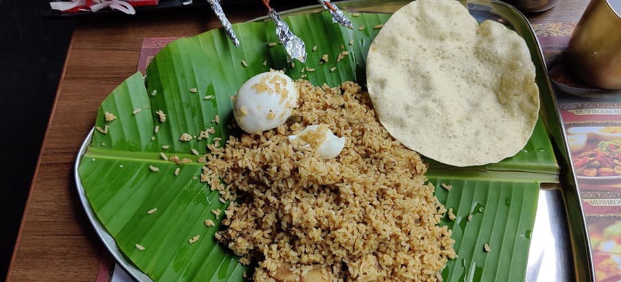 Dindigul biryani with seeraga samba rice